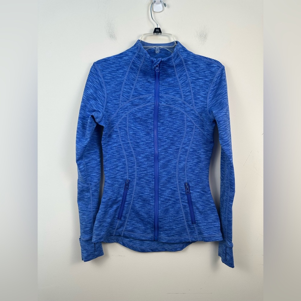 Lululemon Forme II Jacket Women 8 Blue Wee Space Dye Excellent Full Zip Slim Fit